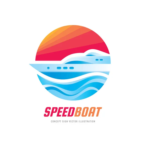 Abstrakte Speedboot Und Blaue Meereswellen Vektor Business Logo Vorlage Konzept — Stockvektor