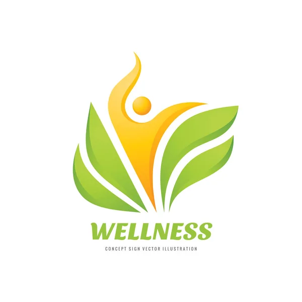 Wellness Vektor Üzleti Logó Sablon Koncepció Illusztráció Absztrakt Emberi Karakter — Stock Vector