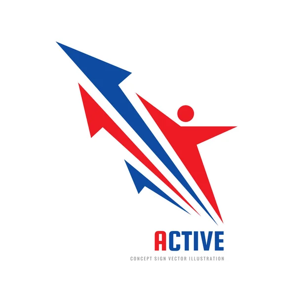 Caractère Humain Illustration Concept Modèle Logo Vectoriel Sport Actif Fitness — Image vectorielle