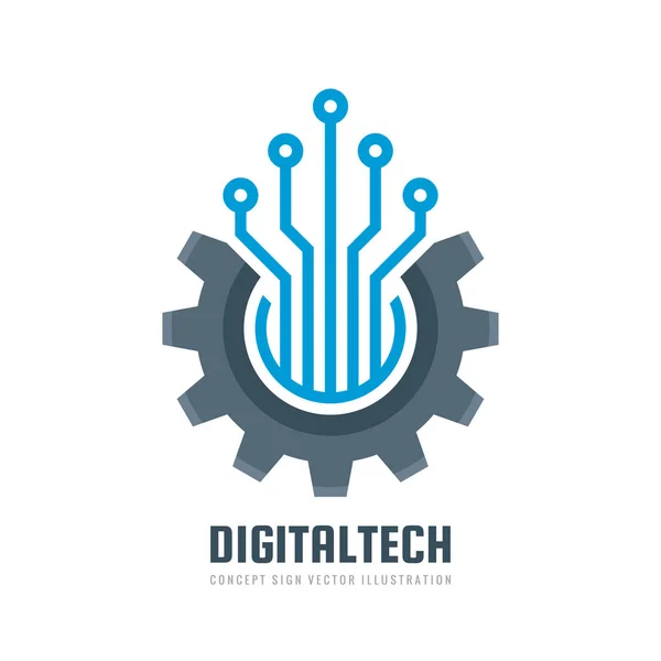 Digital Tech Vector Business Logo Template Concept Illustration Gear Electronic — Stock Vector