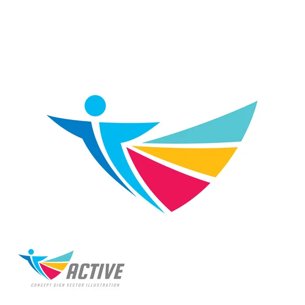 Positiv Vektor Logo Vorlage Konzept Illustration Abstrakte Menschliche Charaktersilhouette Lebendige — Stockvektor