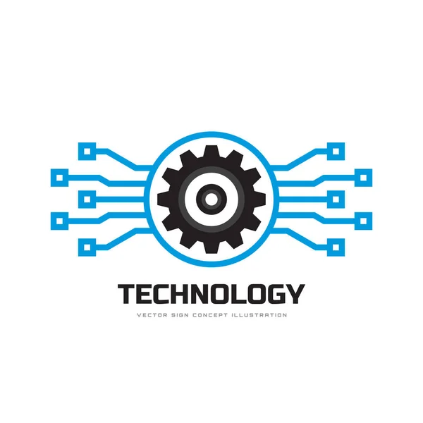 Digital Tech Vektor Business Logo Vorlage Konzept Illustration Getriebe Elektronisches — Stockvektor