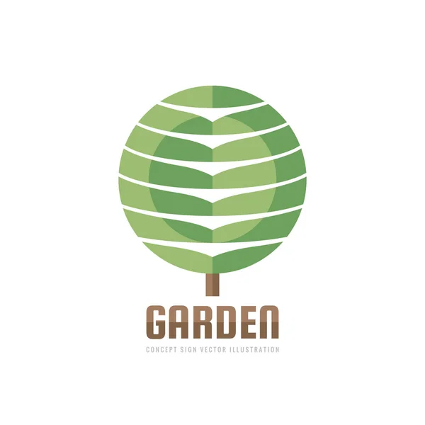 Jardim Conceito Logotipo Negócio Modelo Vetor Ilustração Árvore Abstrata Signo — Vetor de Stock