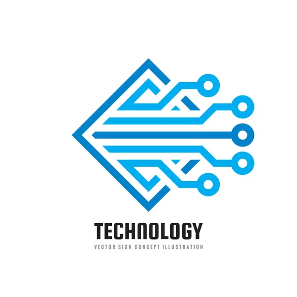 Tecnologia Digital Ilustração Conceito Modelo Logotipo Negócio Vetorial Sinal Chip —  Vetores de Stock