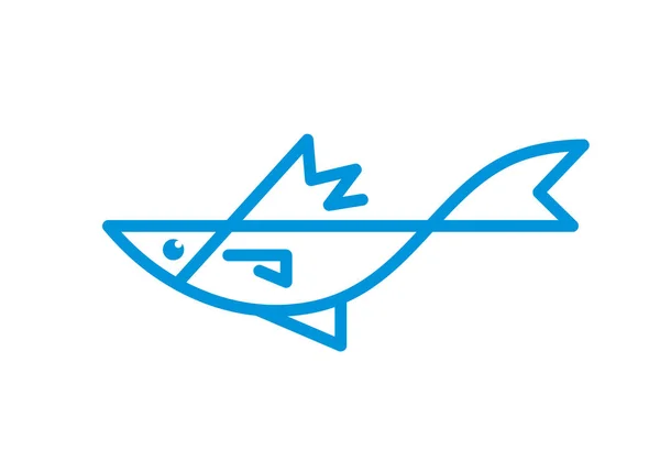 Морская Рыба Векторная Иллюстрация Шаблона Логотипа Морская Еда Линейное Искусство — стоковый вектор