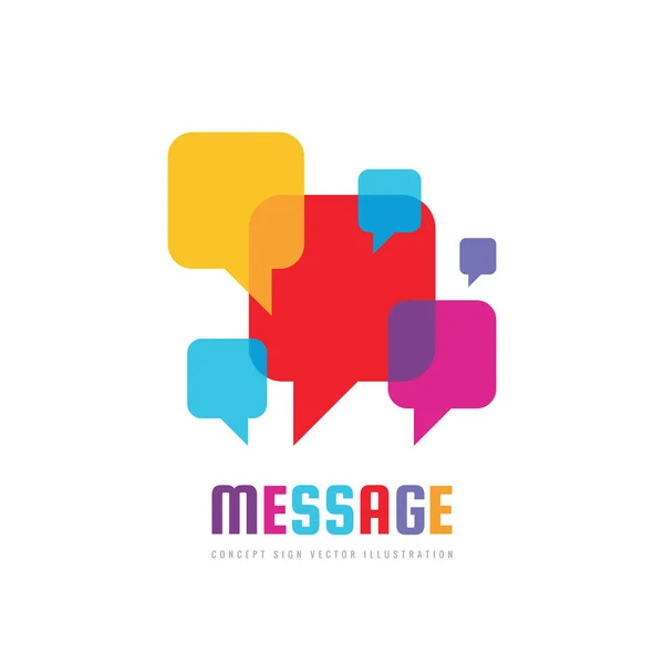 メッセージ フラット スタイルのベクトルのロゴ テンプレート概念図 チャット創造的な記号の話 社会的なメディアは シンボルを抽象化します 対話通信アイコン 吹き出し グラフィック — ストックベクタ