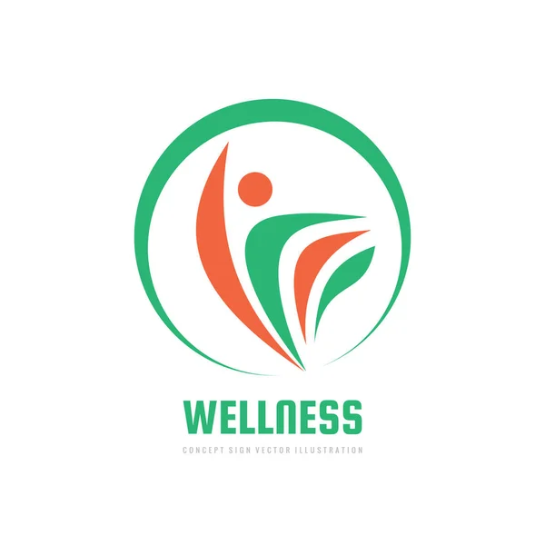 Wellness Konzept Logo Vorlage Vektorillustration Abstrakten Menschlichen Charakter Mit Flügel — Stockvektor