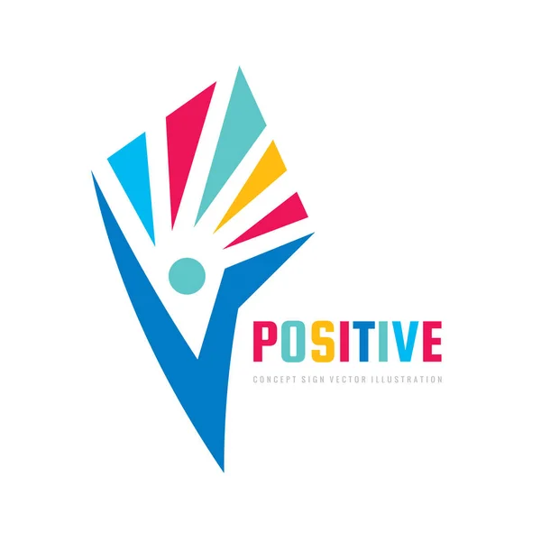 Positif Illustration Concept Modèle Logo Vectoriel Silhouette Abstraite Caractère Humain — Image vectorielle