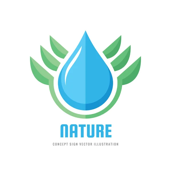 Ekologie Příroda Vektorové Logo Koncept Ilustrace Abstraktní Zelené Listy Vodu — Stockový vektor