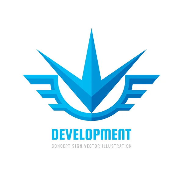 Ontwikkeling Concept Business Logo Sjabloon Vectorillustratie Flash Ster Met Vleugels — Stockvector
