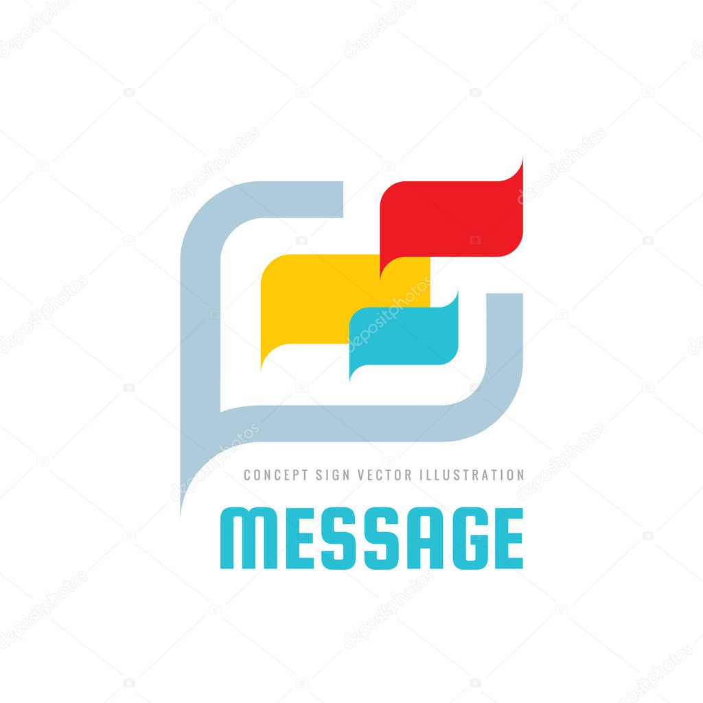 Message - speech bubbles vector logo concept illustration in flat style. Dialogue talking icon. Chat sign. Social media symbol. Communication consulting insignia. Design element.