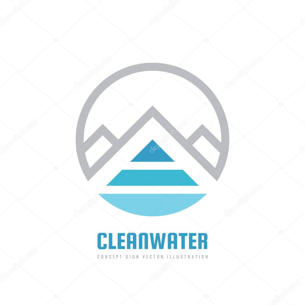Natural clean water & glacier mountain - vector logo template concept illustration. Expedition mountaineering sign. Tourism symbol. Graphic design element.