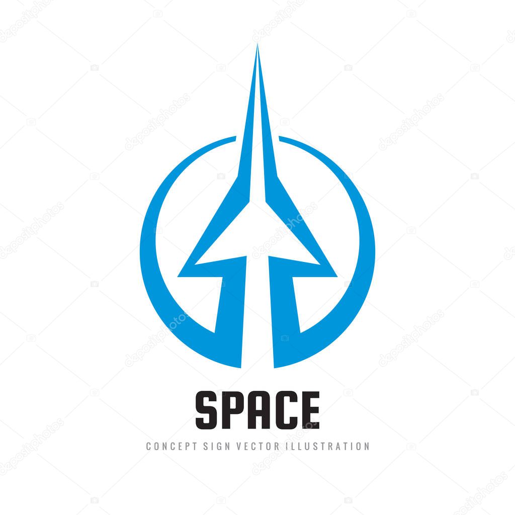 Space - concept logo template vector illustration. Abstract rocket creative sign. Speed transport symbol. Arrow icon. Graphic design element.