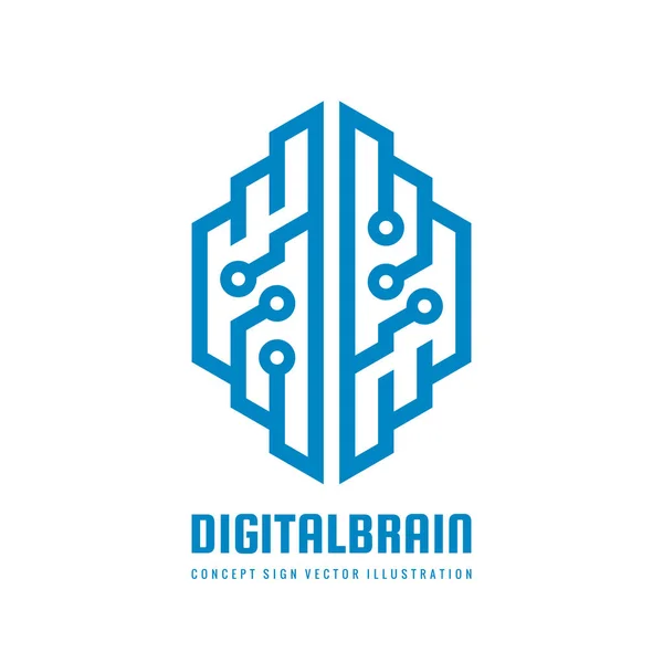 Abstract Human Digital Brain Business Vector Logo Template Concept Illustration — Vetor de Stock