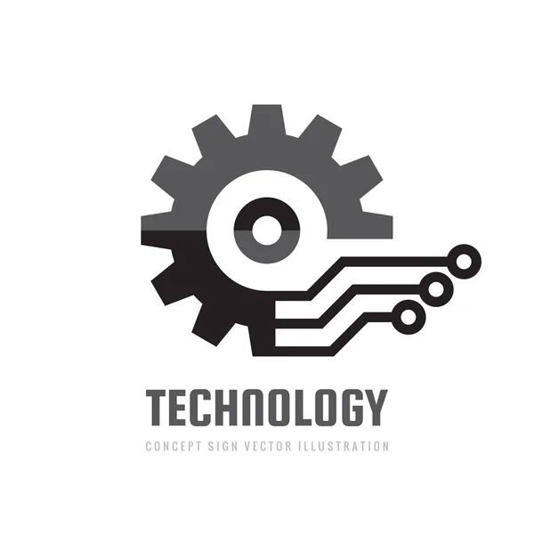 Digital Tech Vektorillustration Business Logotyp Mall Koncept Gear Elektronisk Fabrik — Stock vektor