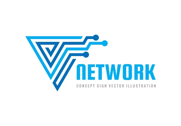 Network Kontrolü Kavramı Logo Şablonu Vektör Çizim Soyut Yaratıcı Işareti — Stok Vektör