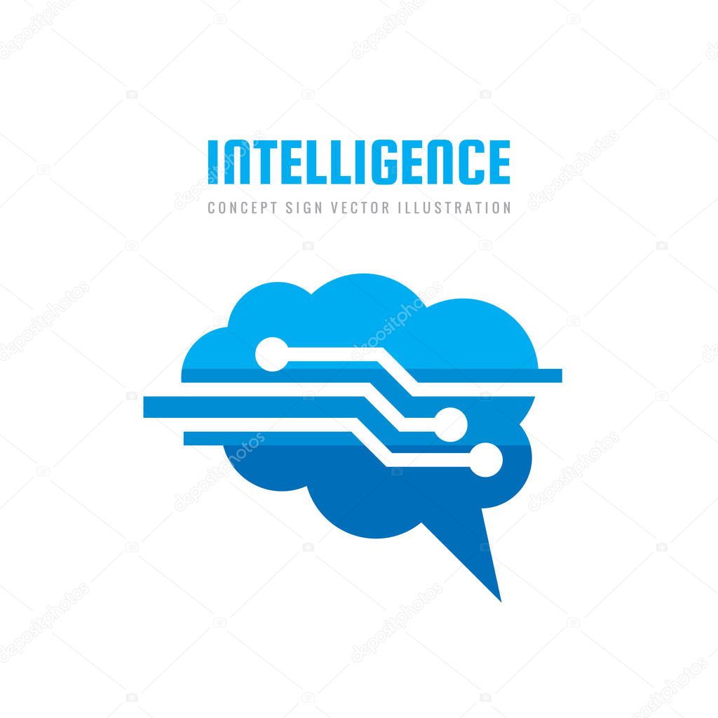 Abstract human digital brain - business vector logo template concept illustration. Creative idea sign. intelligence mind symbol. Graphic design element.