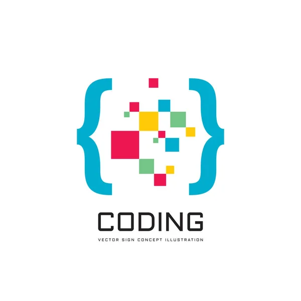 编程代码 矢量业务徽标模板向量图 编码概念符号 现代技术图标 数据符号 平面设计元素 — 图库矢量图片