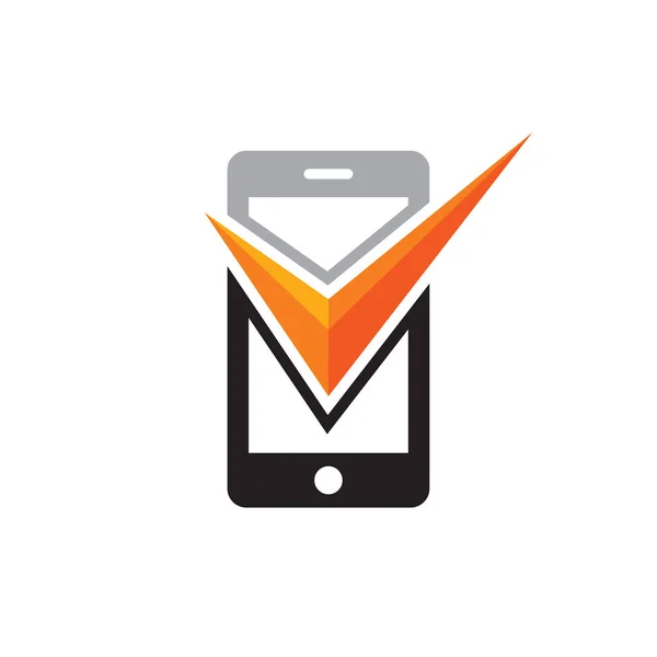 Mobiltelefon Mit Häkchen Symbol Vektor Logo Konzept Illustration Smartphone Kreative — Stockvektor