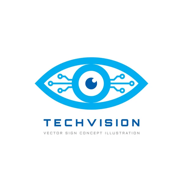 Vision Tech Wektor Logo Szablon Ilustracja Koncepcja Ludzkie Oko Abstrakcja — Wektor stockowy