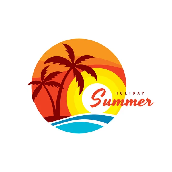 Summer Holiday Concept Business Logo Vector Illustration Flat Style Tropical — Stock Vector
