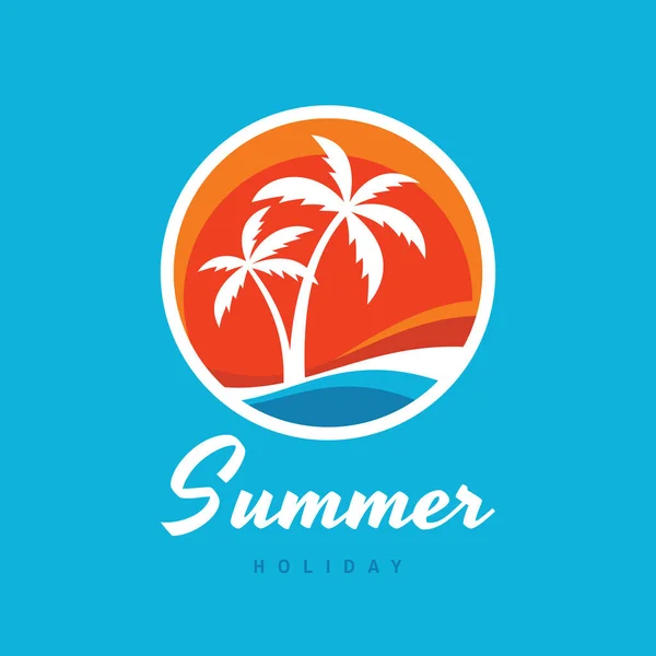 Summer Holiday Concept Business Logo Vector Illustration Flat Style Tropical — Stock Vector