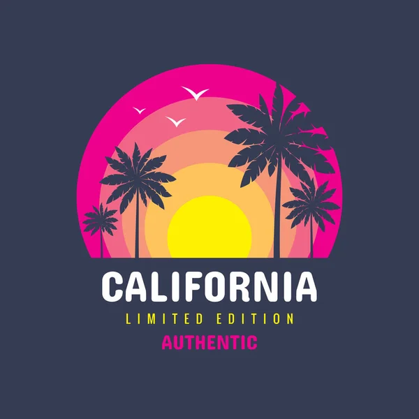 California Kavramı Logo Rozet Vektör Çizim Için Shirt Diğer Tasarım — Stok Vektör