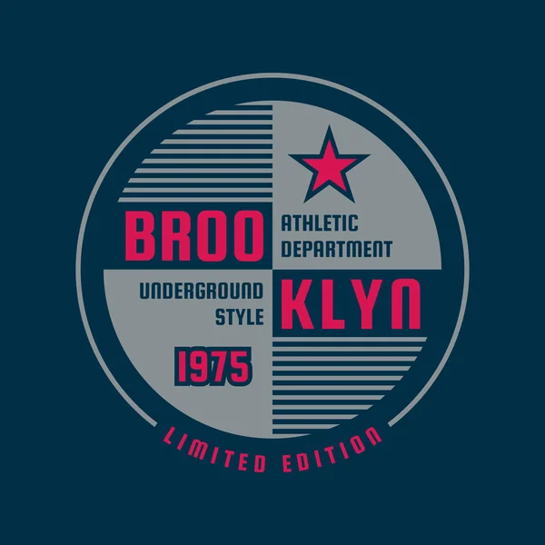 Brooklyn New York City Tipografi Vintage Logo Shirt Için Retro — Stok Vektör