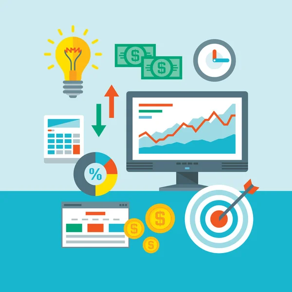 Infográfico Finanças Conceito Vetor Ilustração Estilo Design Plano Web Analytics — Vetor de Stock