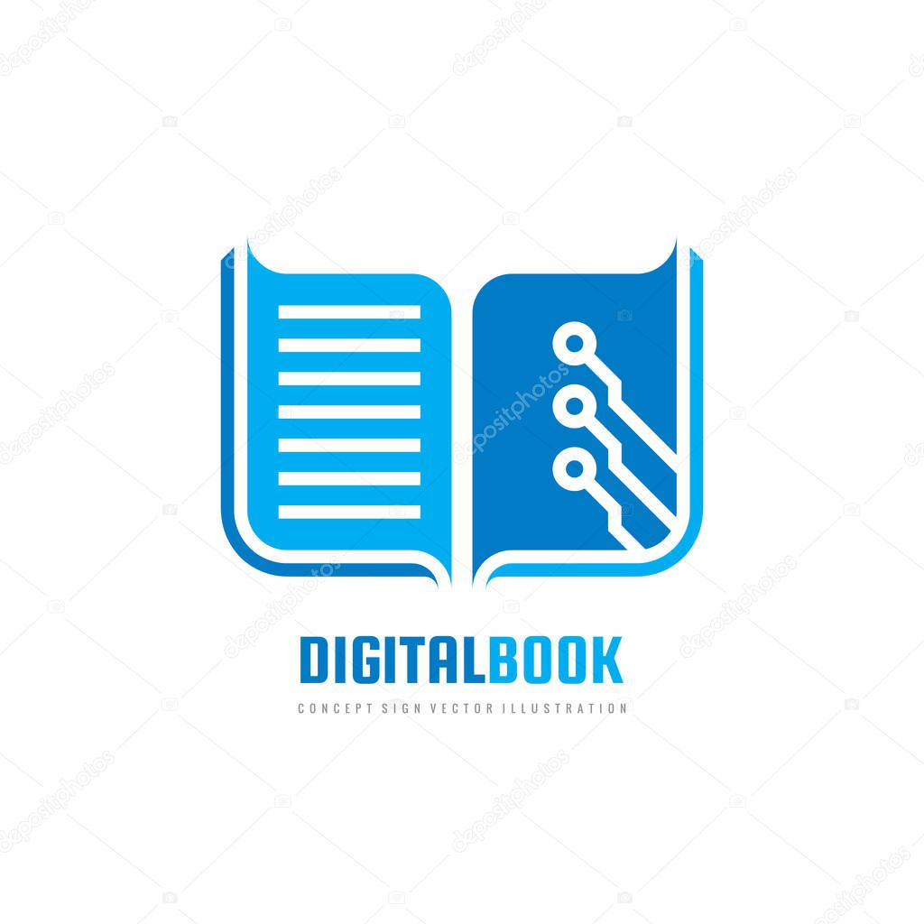 Digital book - vector logo template concept illustration. New education creative sign. Modern school abstract symbol. Graphic design element. 