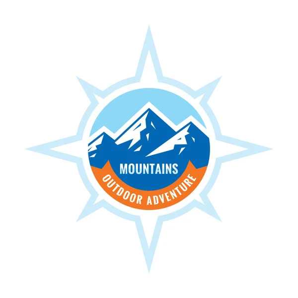 Naturaleza Montañas Concepto Logotipo Insignia Vector Ilustración Aventura Aire Libre — Vector de stock