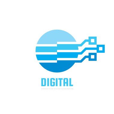 Elektronik teknoloji-kurumsal kimlik için vektör logo şablonu. Soyut Dijital çip işareti. Ağ, internet teknoloji kavramı Illustration. Tasarım elemanı.  