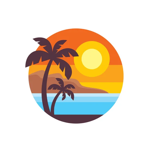 Καλοκαιρινές Διακοπές Έννοια Λογότυπο Επιχείρησης Διανυσματικά Εικονογράφηση Επίπεδη Στυλ Δημιουργικό — Διανυσματικό Αρχείο
