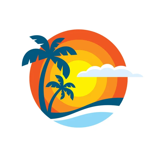 Zomer Reizen Concept Business Logo Template Vector Illustratie Paradise Vacation — Stockvector