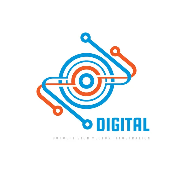 デジタル電子技術 企業のアイデンティティのためのベクトルロゴテンプレート 抽象的なデジタルチップの看板 ネットワーク インターネット技術コンセプトイラスト デザイン要素 — ストックベクタ