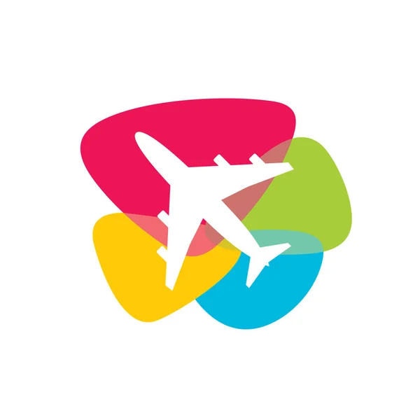 Podróże Koncepcja Logo Biznes Szablon Ilustracji Wektor Samolot Kreatywny Znak — Wektor stockowy