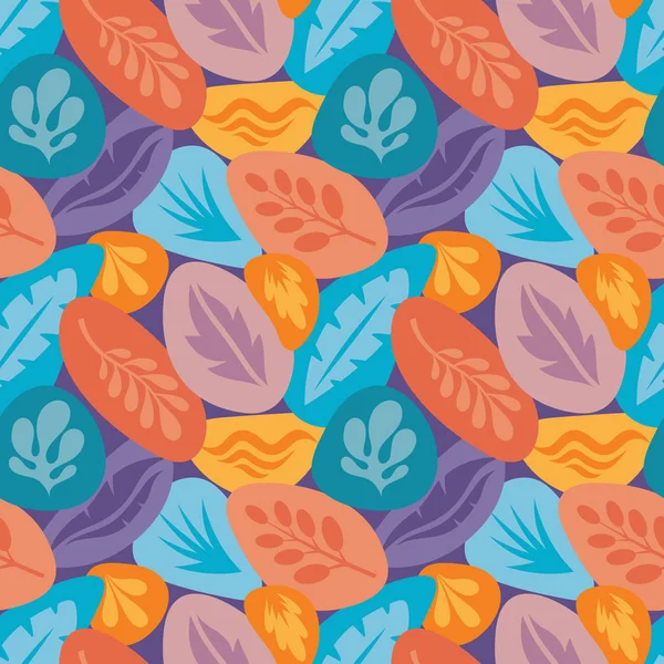 Egzotik bitkiler yaprakları-yaratıcı vektör illüstrasyon. Floral Dikişsiz desen. Soyut konsept arka plan. Tropikal yaz doğası. Grafik tasarım elemanı. Vintage sanat tarzı. Kolaj çağdaş. 