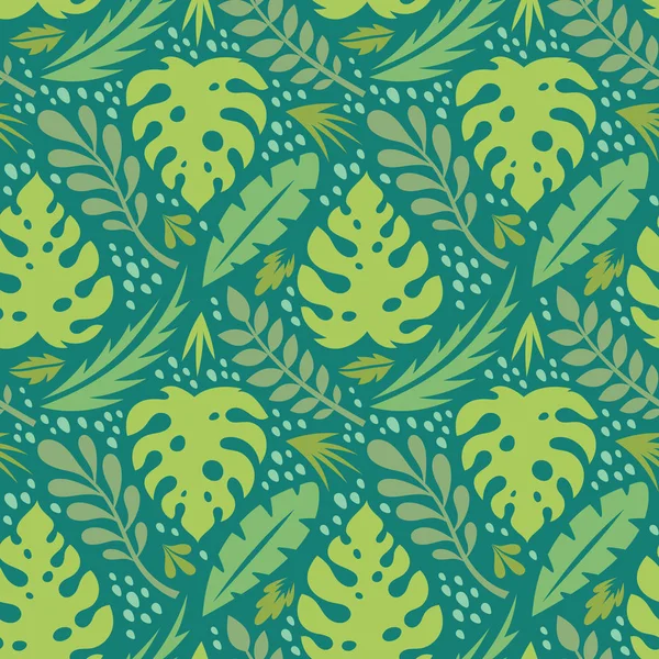 Leaves of exotic plants - creative vector illustration. Floral seamless pattern. Abstract concept background. Tropical summer nature. Graphic design element. Vintage art style. Collage contemporary. 