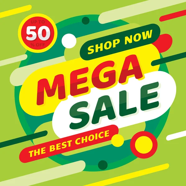 Prodej Mega Slevu Nápis Propagace Konceptu Zelená Barva Reklamní Plakát — Stockový vektor