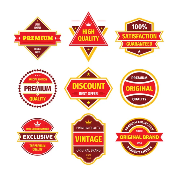 Business Badge Vector Set Retrodesign Stil Abstrakt Logotyp Förstklassig Kvalitet — Stock vektor