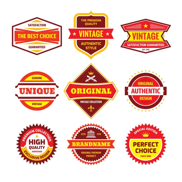 Business Badge Vector Set Retrodesign Stil Abstrakt Logotyp Förstklassig Kvalitet — Stock vektor