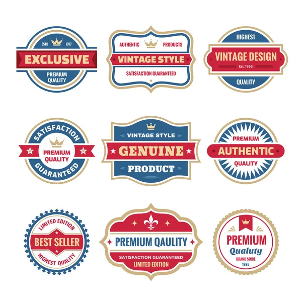 Emblemas Negócios Vetor Definido Estilo Design Retro Logotipo Abstracto Qualidade — Vetor de Stock