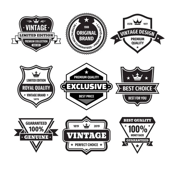 Business Badges Vector Set Retro Design Stijl Abstract Logo Premium — Stockvector