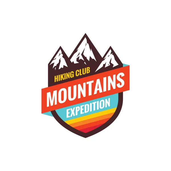 Mountains Expedition Concept Badge Climbing Logo Flat Style Extreme Exploration — Stock Vector