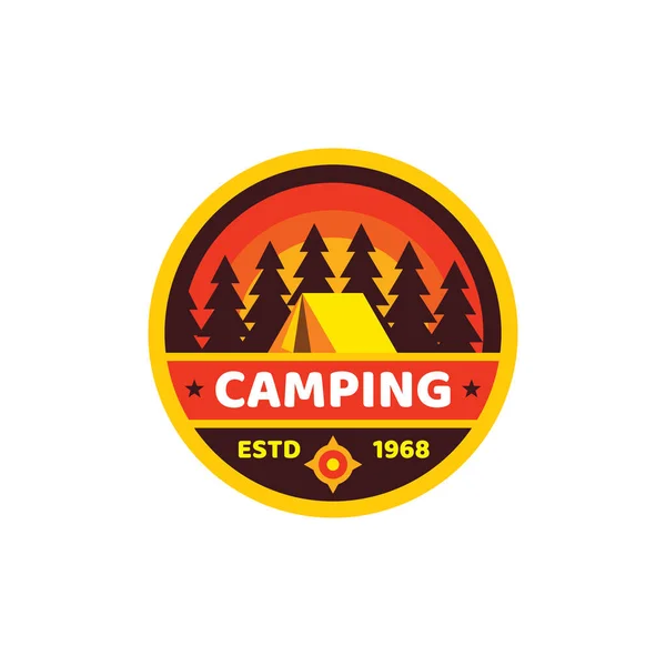 Camping Adventure Outdoors Concept Badge Logo Flat Style Extreme Exploration — Stock Vector