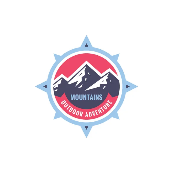 Góry Sdventure Zewnątrz Koncepcja Odznaka Logo Wspinaczkowe Stylu Płaskim Ekstremalne — Wektor stockowy