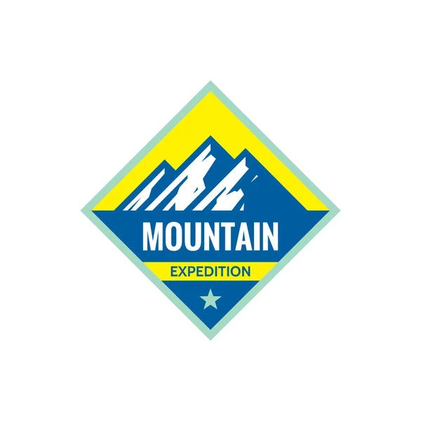 Σήμα Περιπέτειας Εξωτερικούς Χώρους Ορεινή Αποστολή Αναρρίχηση Λογότυπου Επίπεδη Στυλ — Διανυσματικό Αρχείο