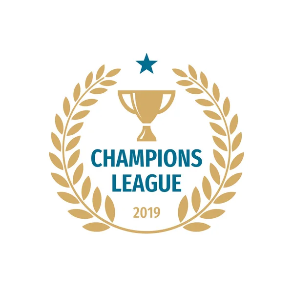 Дизайн Логотипа Лиги Чемпионов Векторная Иллюстрация Золотой Чашки — стоковый вектор