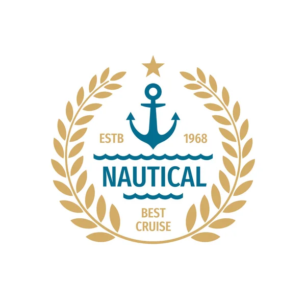 Nautisk Emblem Logo Design Bästa Kryssnings Skylt Marint Emblem — Stock vektor