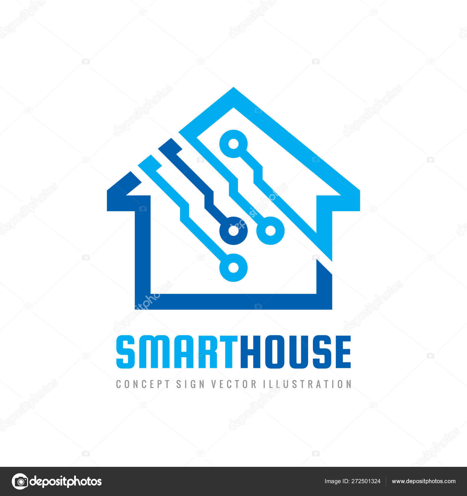 Smart House Logo Design Template Build Vector Sign Home Digital Stock Vector C Serkorkin 272501324